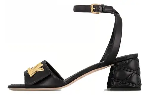 LOUIS VUITTON Shake One Strap Sandals Women's Black Gold