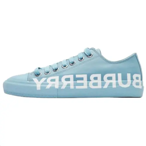 Burberry Gabardine Low top Stylish Skateboarding Shoes Men's Set Dyed Blue