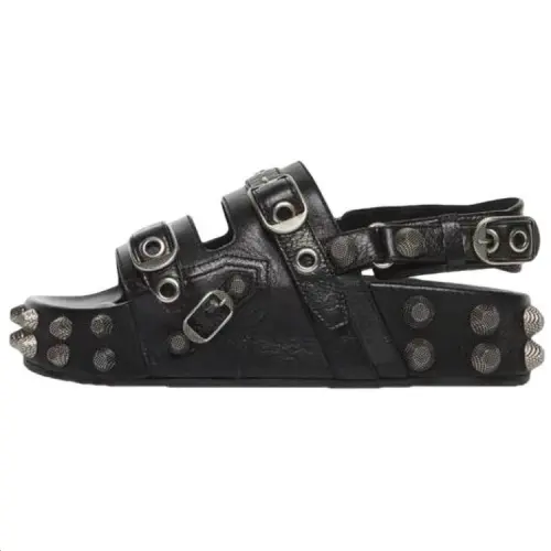 Balenciaga Cagole Leather One Strap Sandals Women's Black