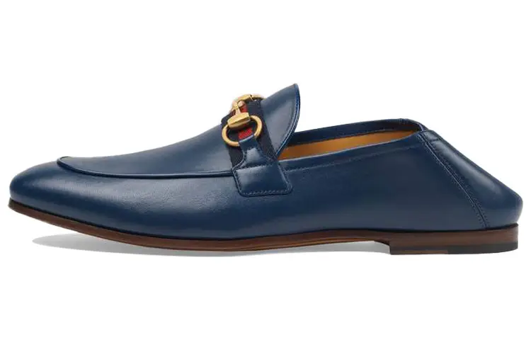 GUCCI Horsebit Leather Casual Shoes Men's Blue