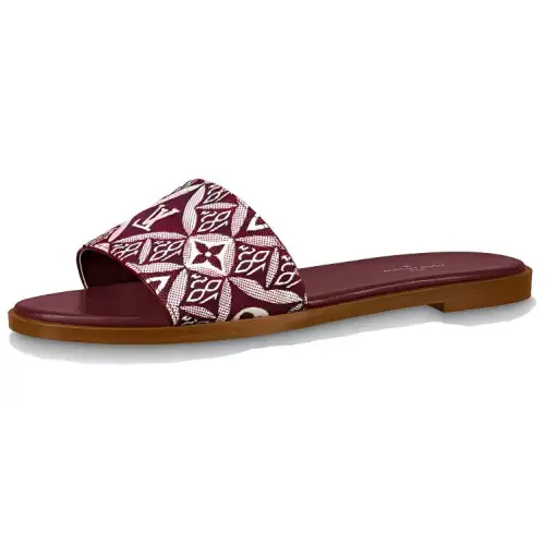 LOUIS VUITTON Lock It Slide Slippers Women's Red White
