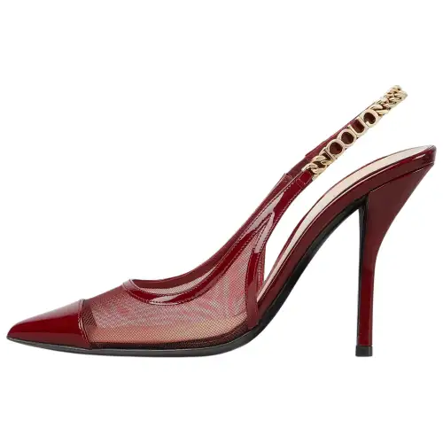 GUCCI Signoria Slim Heel High Heels 10.5cm Women's Red