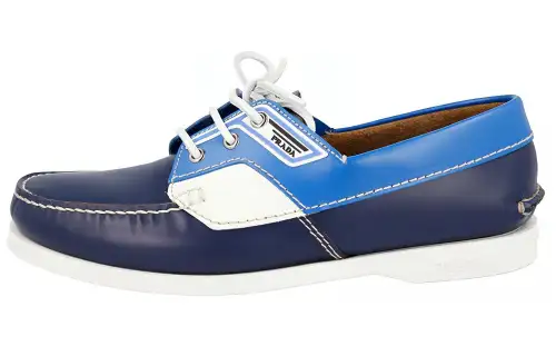 PRADA Leather Loafers Men's Marine Blue