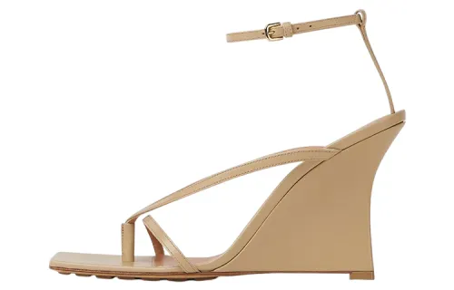 Bottega Veneta Stretch Leather One Strap Sandals 9cm Women's Beige