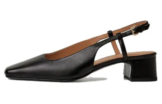FLATTERED Sheepskin Chunky Heel High Heels 4cm Women's Black
