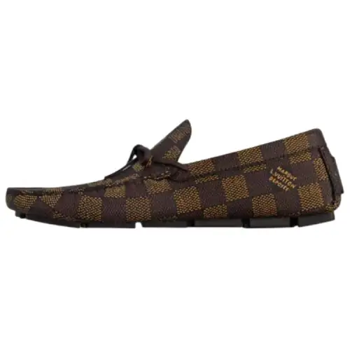 LOUIS VUITTON Driver Calfskin Casual Shoes Men's Umber