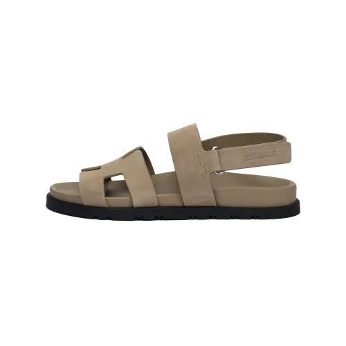 HERMES Genius Suede One Strap Sandals Women's Sandy Beige