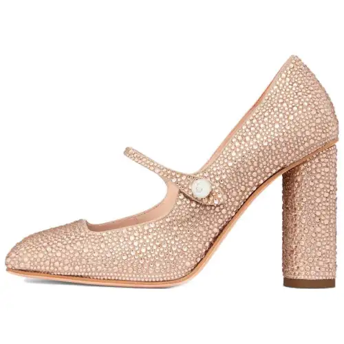 DIOR Chunky Heel High Heels Women's Nude