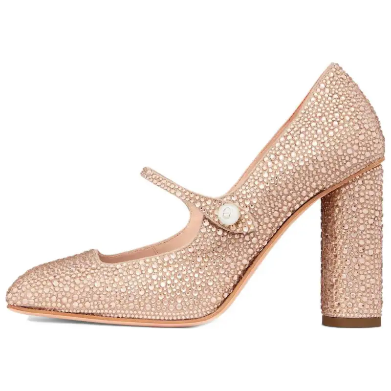 DIOR Chunky Heel High Heels Women's Nude