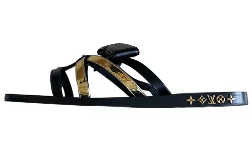 LOUIS VUITTON Peplum Sandals 'Black Gold' Women's