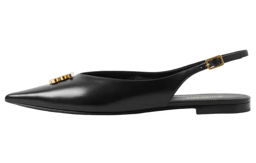 Burberry Leather Flat Shoes Women's Black