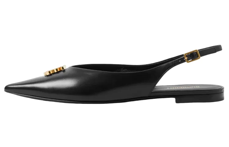 Burberry Leather Flat Shoes Women's Black