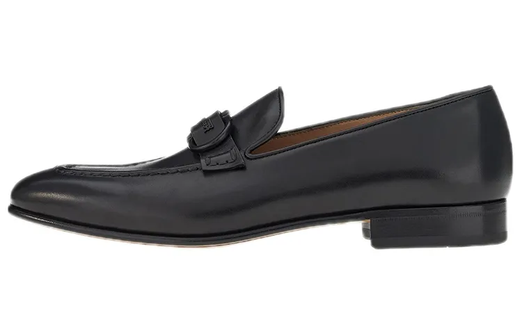 FERRAGAMO Gancini Leather Men's Casual Shoes Men's Black