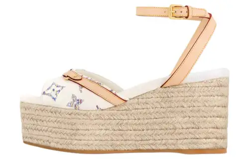 LOUIS VUITTON Helios One Strap Sandals 4cm Women's Beige