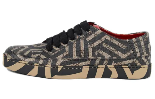 GUCCI GG Supreme Low top Stylish Skateboarding Shoes Men's Black Brown Stripes