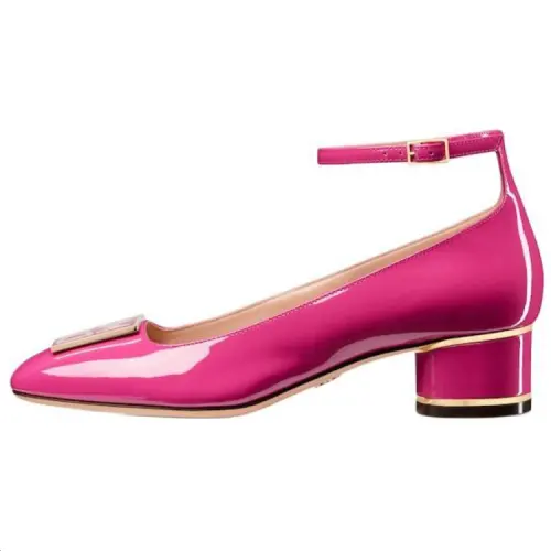 DIOR Miss Dior Graffiti Chunky Heel High Heels 4cm Women's Peach Pink