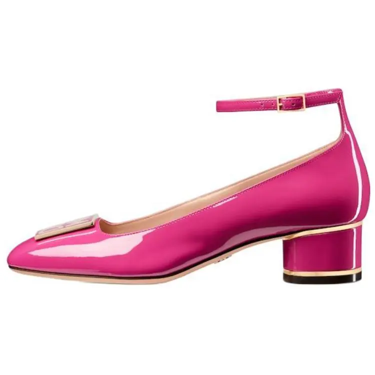 DIOR Miss Dior Graffiti Chunky Heel High Heels 4cm Women's Peach Pink