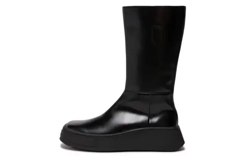 PRADA Brushed Leather Boots Knee high Boots Men's Black