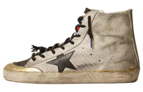 Golden Goose Francy Leather High top Skateboard Shoes Women's Beige Gray