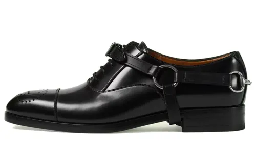 GUCCI Harness Men's Casual Shoes Men's Low Top Black