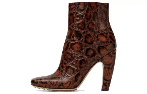 Bottega Veneta Canalazzo Leather Ankle Boots 10cm Women's Brown