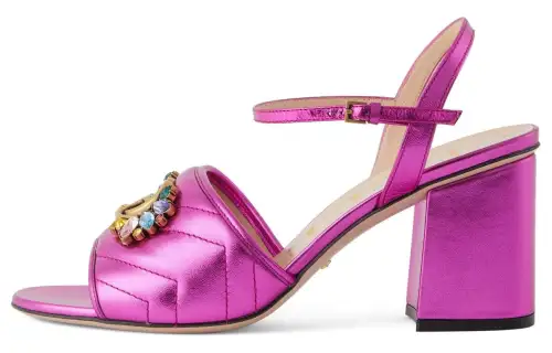 GUCCI GG Leather One Strap Sandals Women's Fuchsia