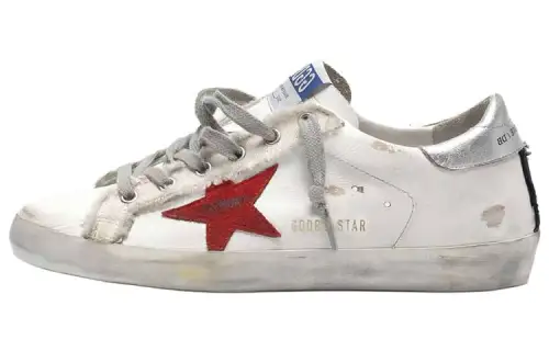 Golden Goose Super Star Low top Casual Shoes Women's White Silver Tail Distressed
