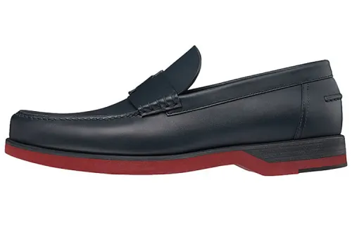 HERMES BOB Top Grain Cow Leather Casual Shoes Men's Blue Black
