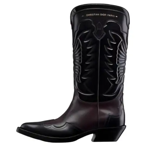 DIOR Leather Knee high Boots 4.5cm Women's Black