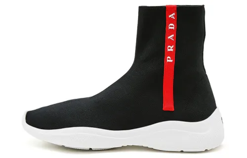 PRADA Logo Sock Knit High 'Black White'