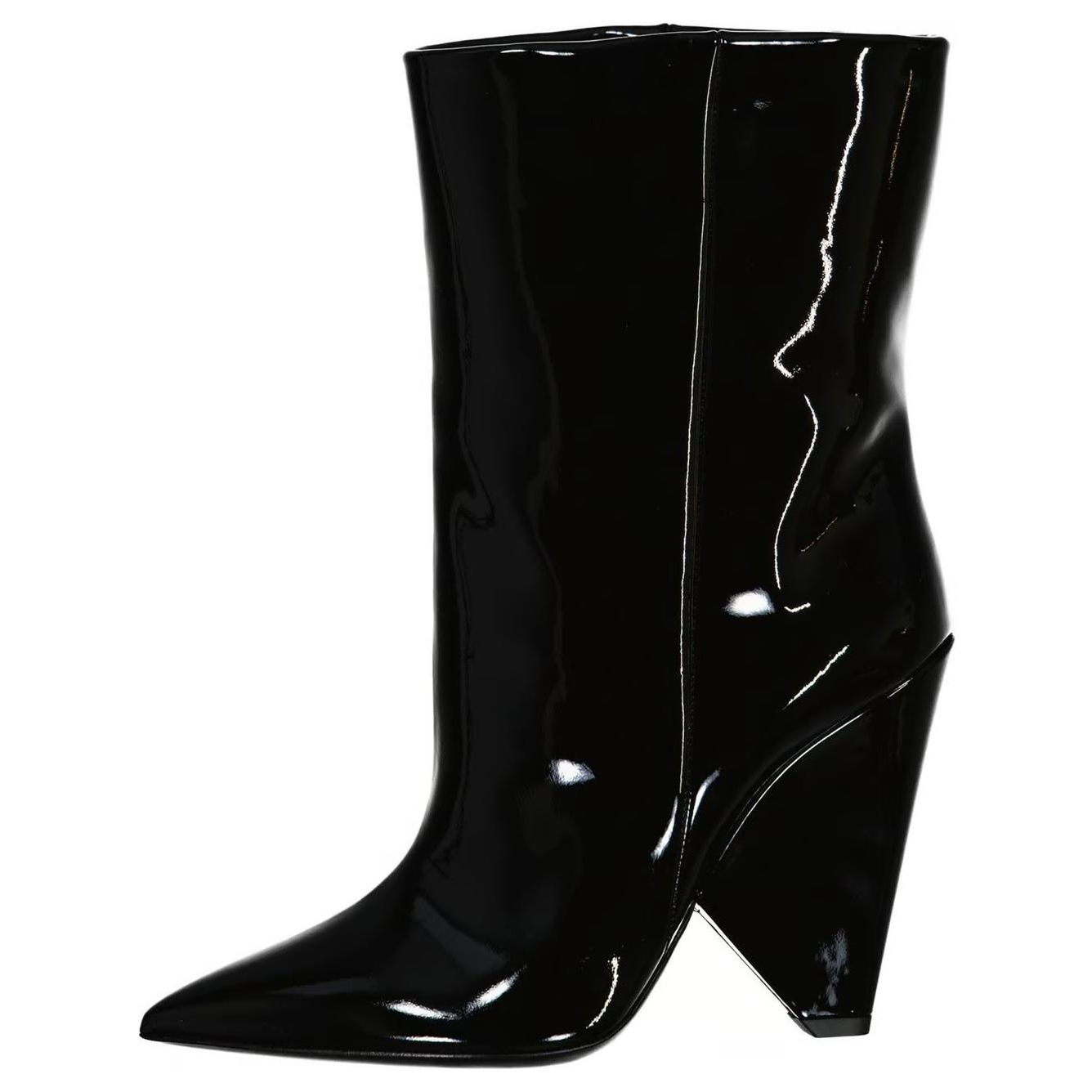 SAINT LAURENT Calfskin Ankle Boots 10cm Women's Black