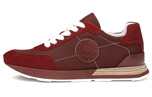 HERMES Drive Low top Casual Shoes Women's Bordeaux Red