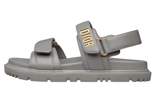 DIOR Dioract Leather One Strap Sandals Women's Gray