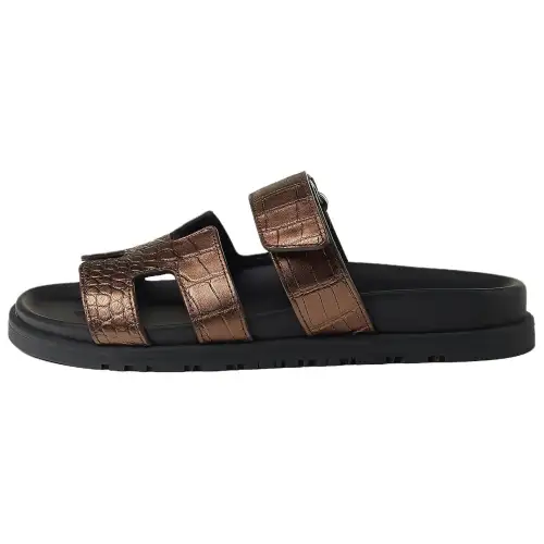 HERMES Chypre Slide Slippers Women's Brown