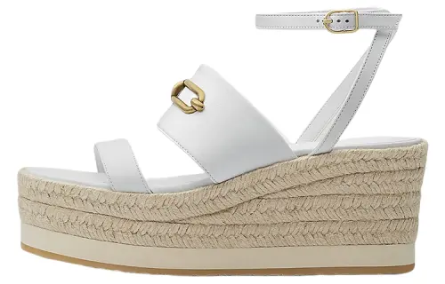 HERMES Elise Leather One Strap Sandals Women's White