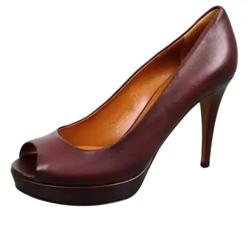 GUCCI Betty Leather Slim Heel High Heels 7.6cm Women's Red