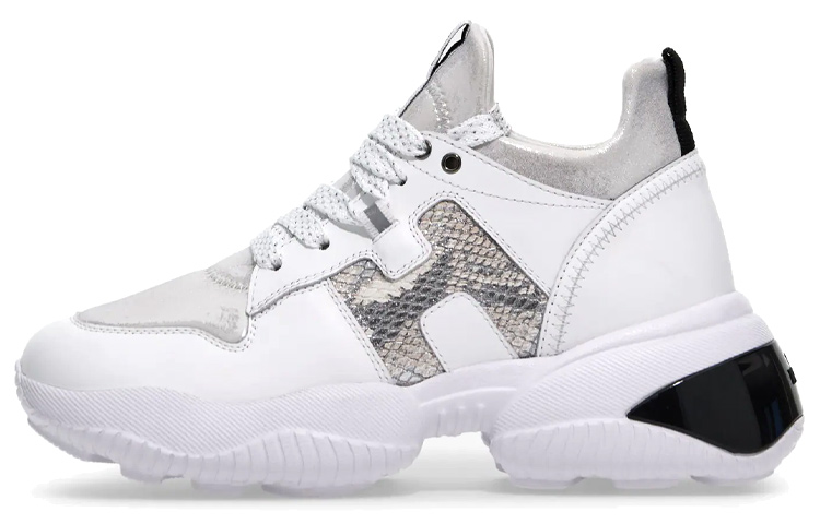 HOGAN Interaction Leather Fashion Abrasion Resistant Low top Casual Shoes Women's White Gray Black