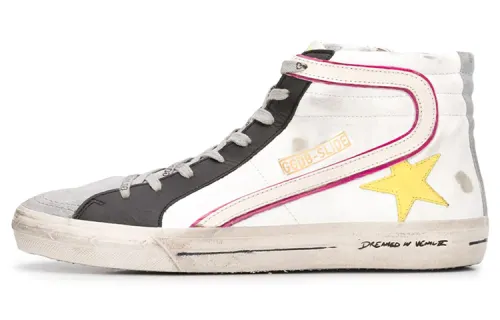 Golden Goose Slide Skateboard Shoes Men's Mid Top Black/White