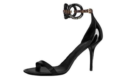 LOUIS VUITTON Vedette Leather Stylish Sandal Women's Black