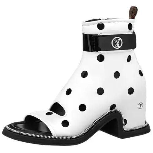LOUIS VUITTON Satin Ankle Boots Women's White Black