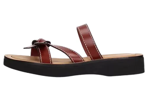 LOEWE Leather Slide Slippers Women's Red