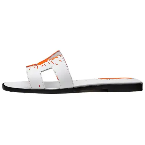 HERMES Oran Slide Slippers Women's White