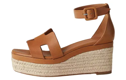 HERMES Elda Buckle One Strap Sandals Women's Brown