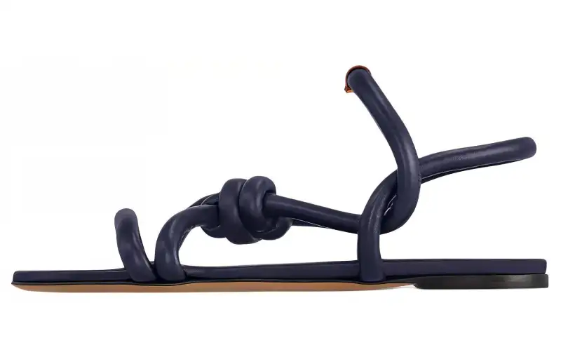 LOUIS VUITTON Rivage Leather One Strap Sandals Women's Black