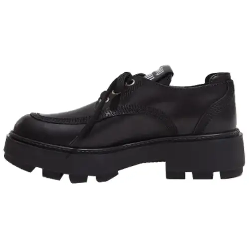 MIU MIU Top Grain Cow Leather Casual Shoes Women's Black