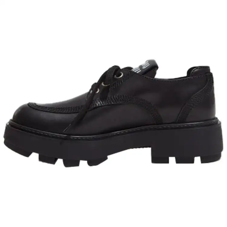 MIU MIU Top Grain Cow Leather Casual Shoes Women's Black