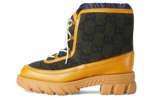 GUCCI GG Ankle Boots Men's Green Yellow