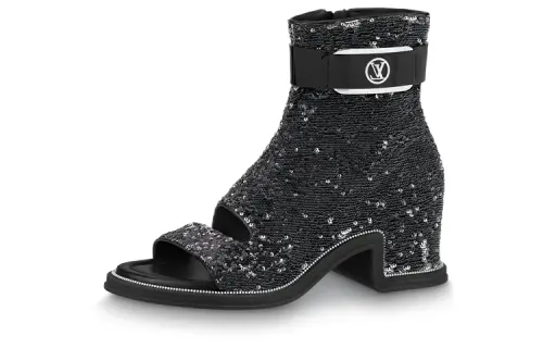 LOUIS VUITTON Side Zipper Ankle Boots Women's Black