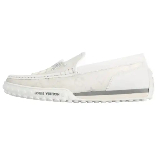 LOUIS VUITTON Racer Moccasins Shoes 'White Mesh Monogram'