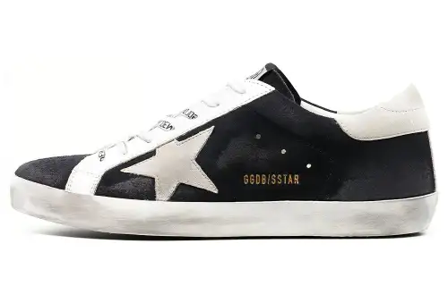Golden Goose Super Star Stylish Skateboarding Shoes Men's Black White Distressed